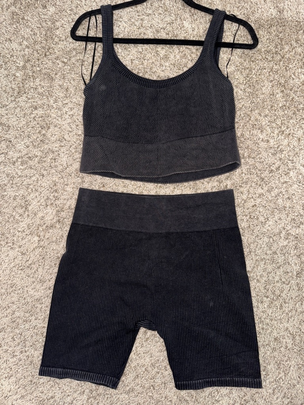 Gypsy + Jade Ribbed Scoop Neck Tank - Grey Black